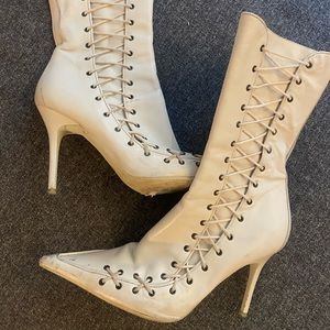 Fornarina y2k lace up leather stiletto boots